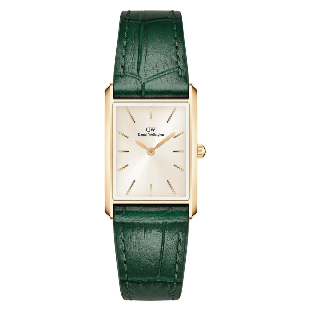 Daniel Wellington Bound 32x22mm Champagne Dial Green Crocodile Leather Strap Watch image number 0
