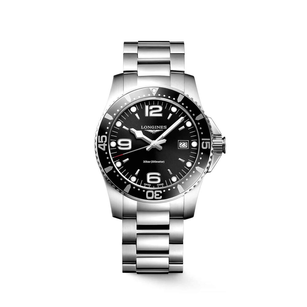 Longines HydroConquest 41mm Black Dial Stainless Steel Bracelet Watch