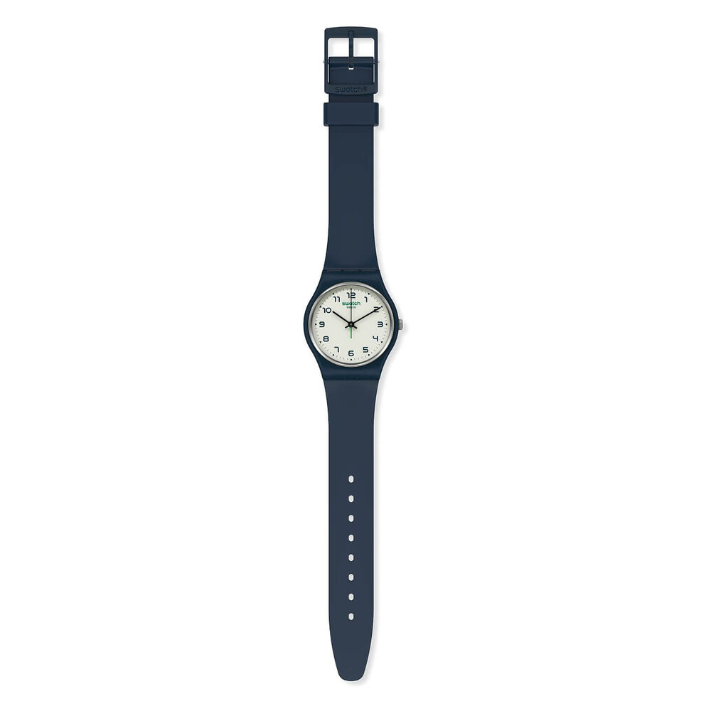 Swatch Sigan Bio Sourced Material Blue Case White Dial Blue Strap Watch