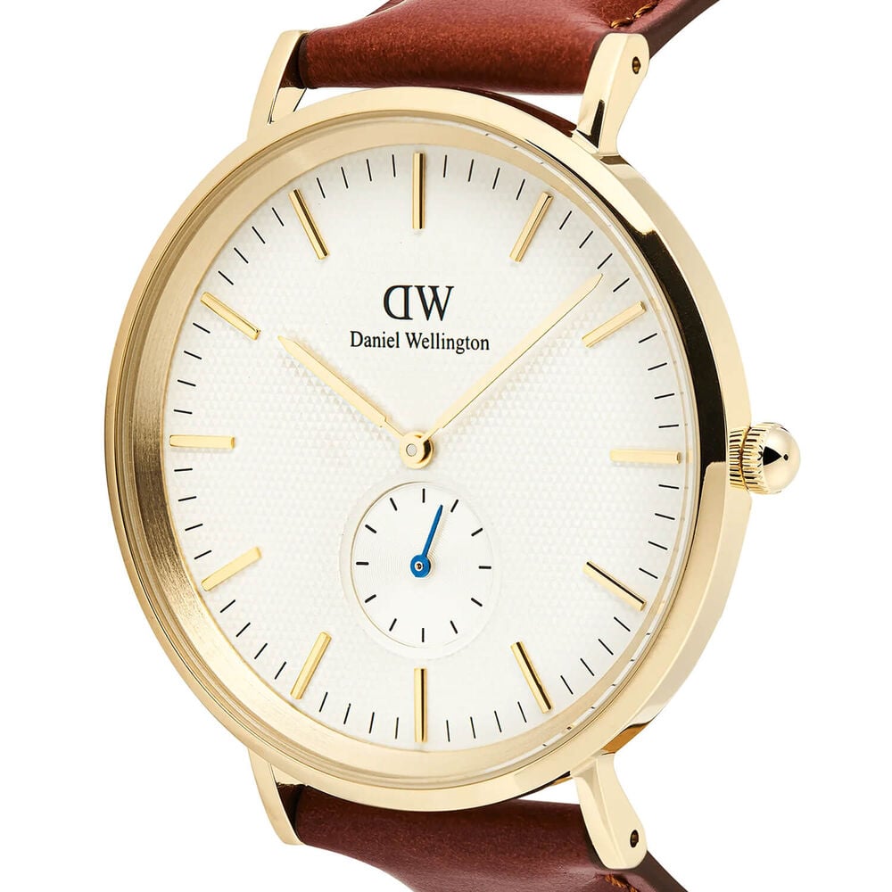 Daniel Wellington Classic Multi-Eye St Mawes 40mm White Dial Brown Leather Strap Watch image number 1