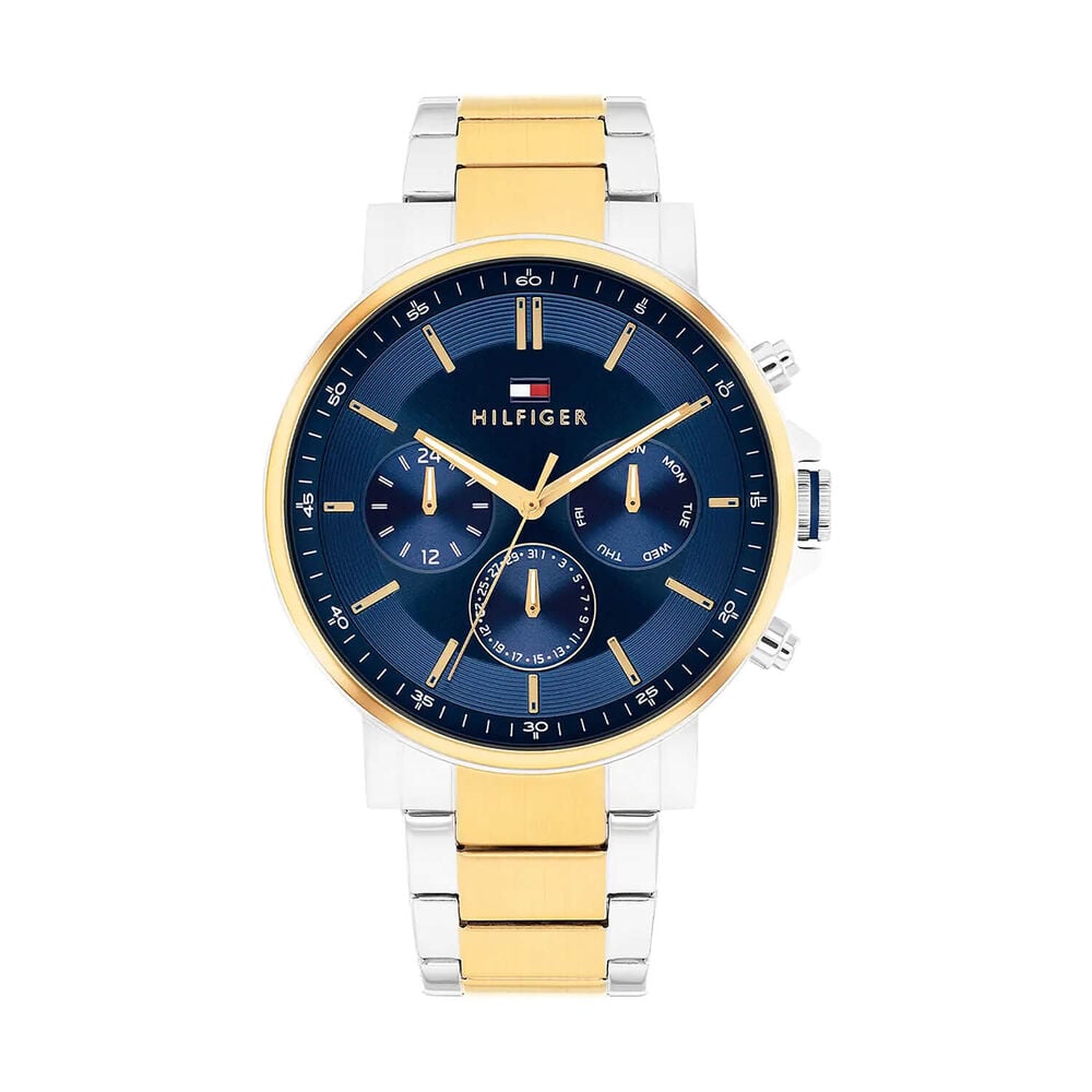 Tommy Hilfiger Tyson 43mm Blue Dial Rwo Tone Bracelet Watch