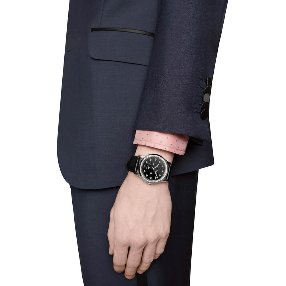 Pre-Owned Gucci G-Timeless 42mm Black Onyx Dial Black Leather Strap Watch image number 3