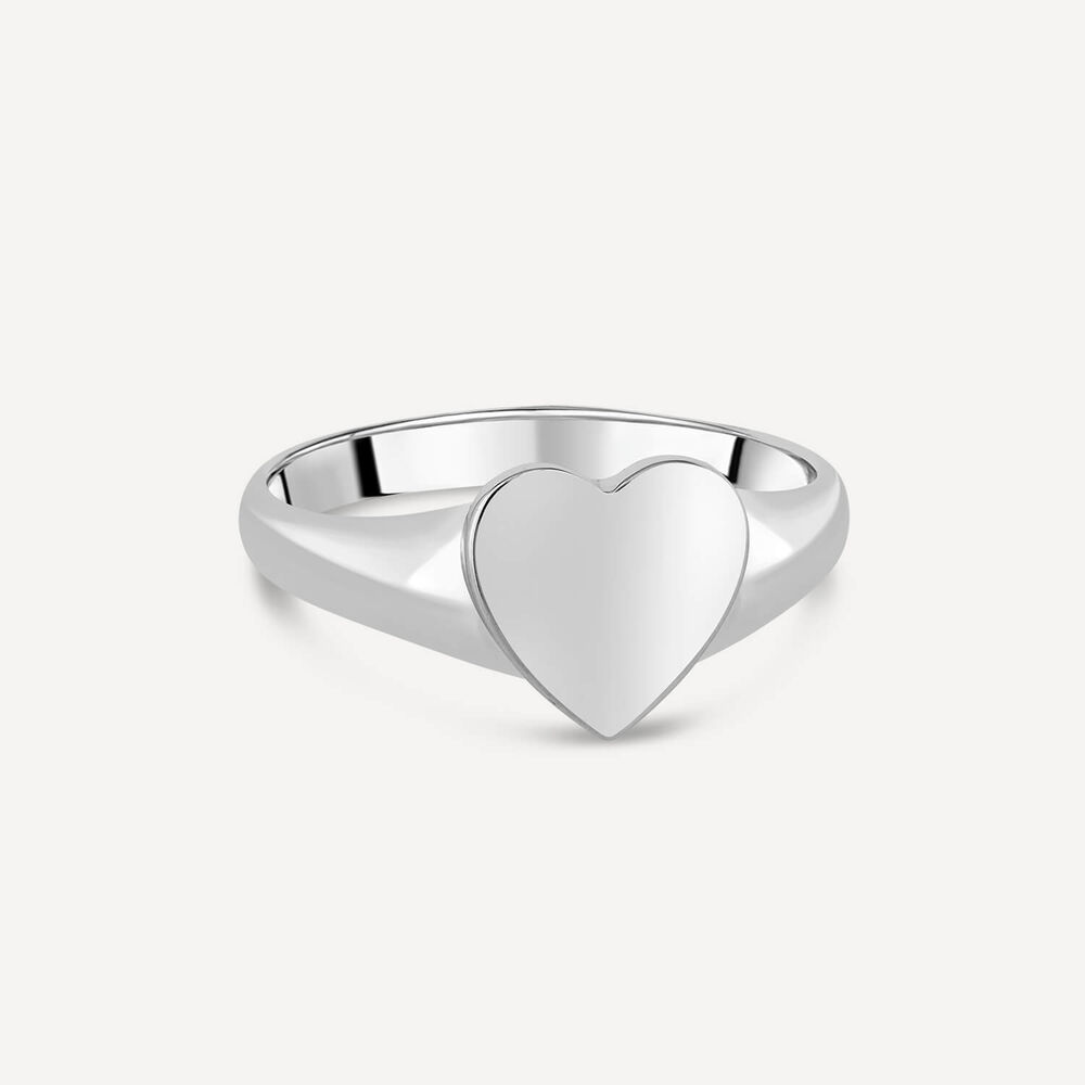 Sterling Silver Plain Polished Heart Signet Ring image number 2