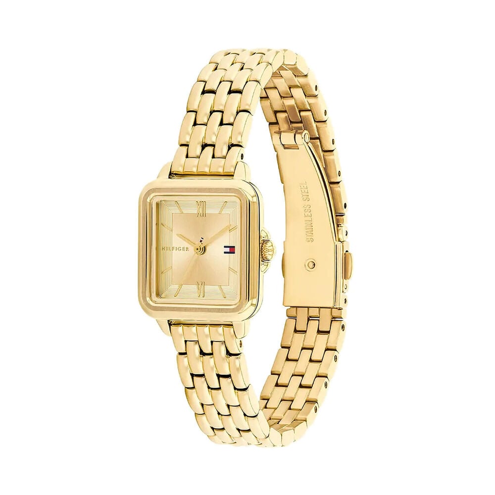 Tommy Hilfiger Mia 24 x 22.5mm Gold Dial Yellow Gold Plated Case Bracelet Watch