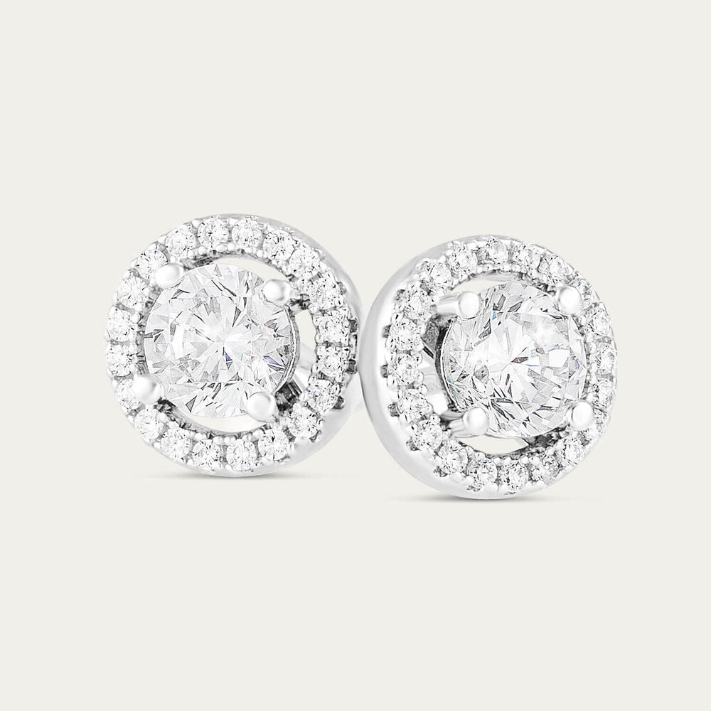 Sterling Silver Cubic Zirconia Halo Stud Earrings