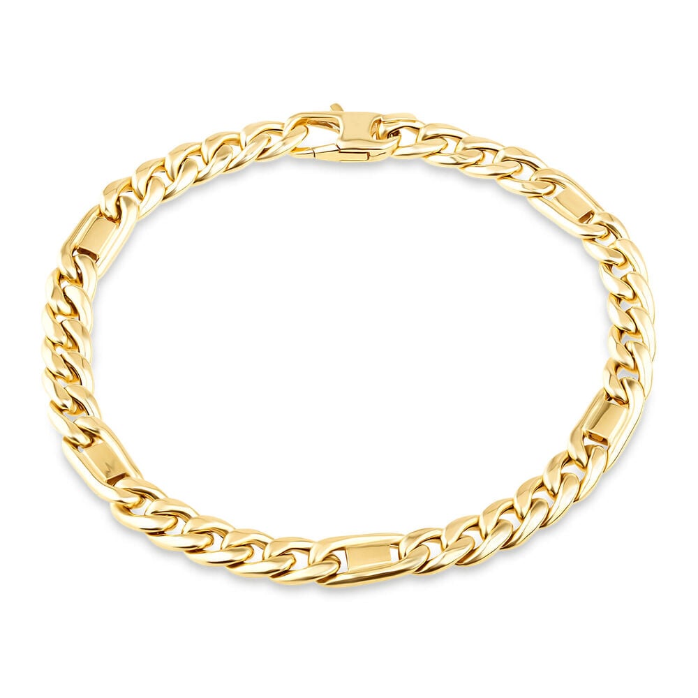 9ct Yellow Gold Gents Fancy Curb 21cm Bracelet image number 0