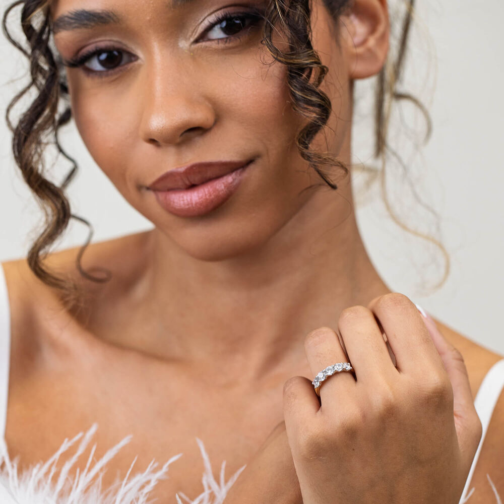 Born 18ct Yellow Gold 1.50ct Lab Grown 5 Stone Half Eternity Diamond Ring image number 6