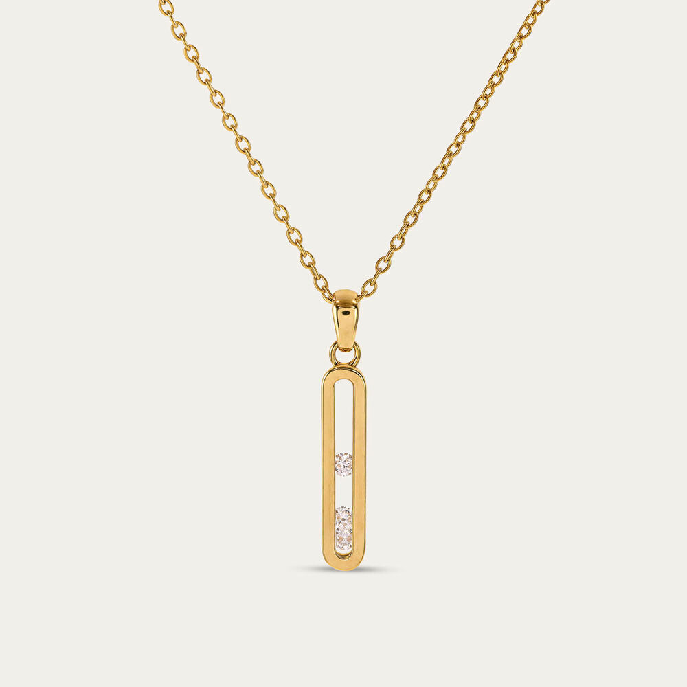 Yellow Gold Plated Sterling Silver 0.15ct Lab Grown Diamond Floating Bar Pendant