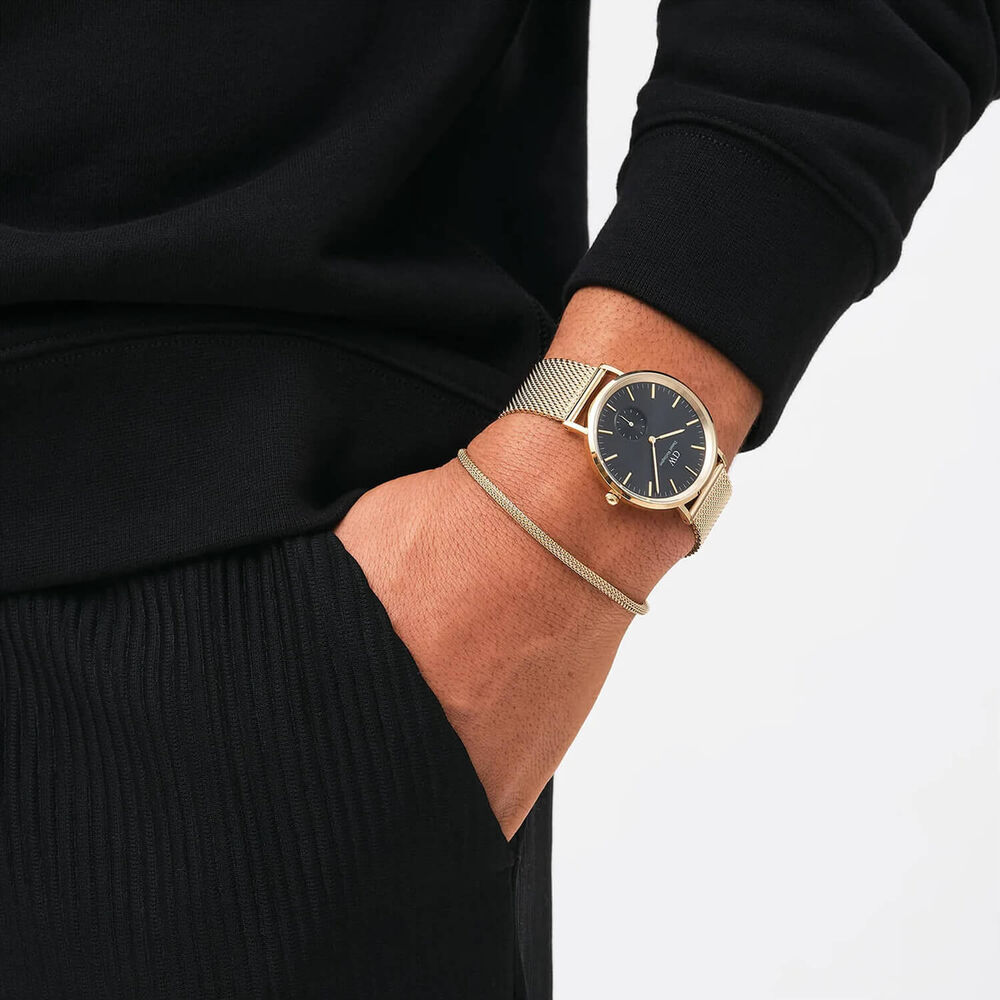 Daniel Wellington Classic 40mm Multi-Eye Evergold Onyx Dial Gold Mesh Bracelet Watch image number 3