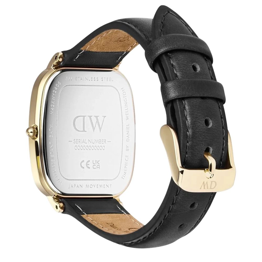 Daniel Wellington Vintage Sheffield Gold 32x36.3mm Dial Black Leather Strap Watch image number 2