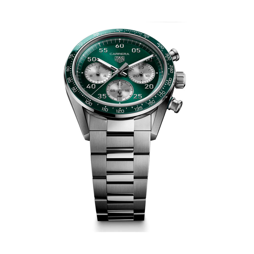 TAG Heuer Carrera Chronograph Sport 42mm Green Dial Steel Bracelet Watch