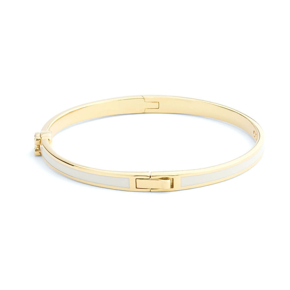 Coach Signature C Gold Tone Brass White Enamel Bangle Bracelet