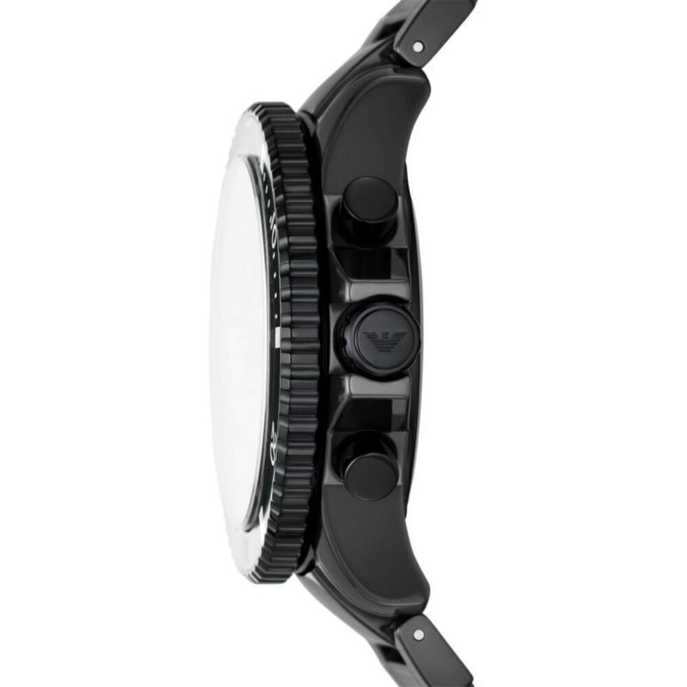 Emporio Armani Diver 43.5mm Black Chrono Dial Black IP Case Strap Watch image number 1