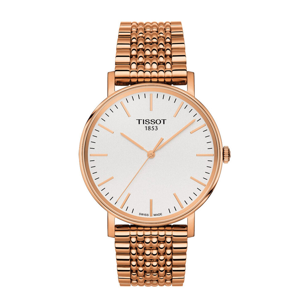 Pre-Owned Tissot Everytime 38mm White Dial Rose Gold Plated Bracelet Watch image number 0