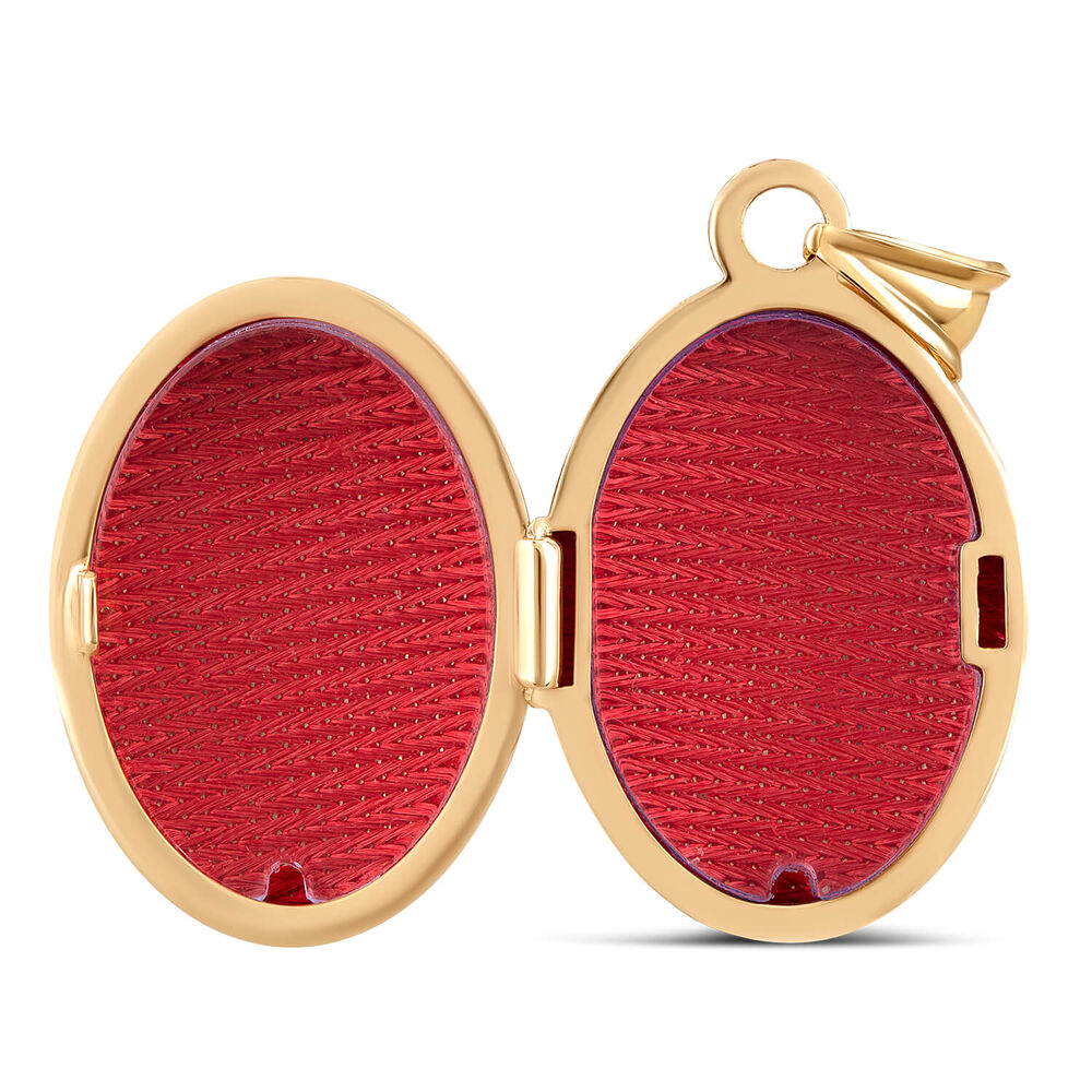 9ct Yellow Gold Oval Diamond Cut Edge Ladies Locket