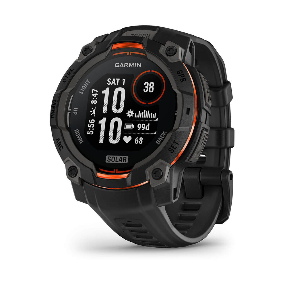 Garmin Instinct 3 Solar 45mm Black Bezel & Silicon Strap Watch image number 0