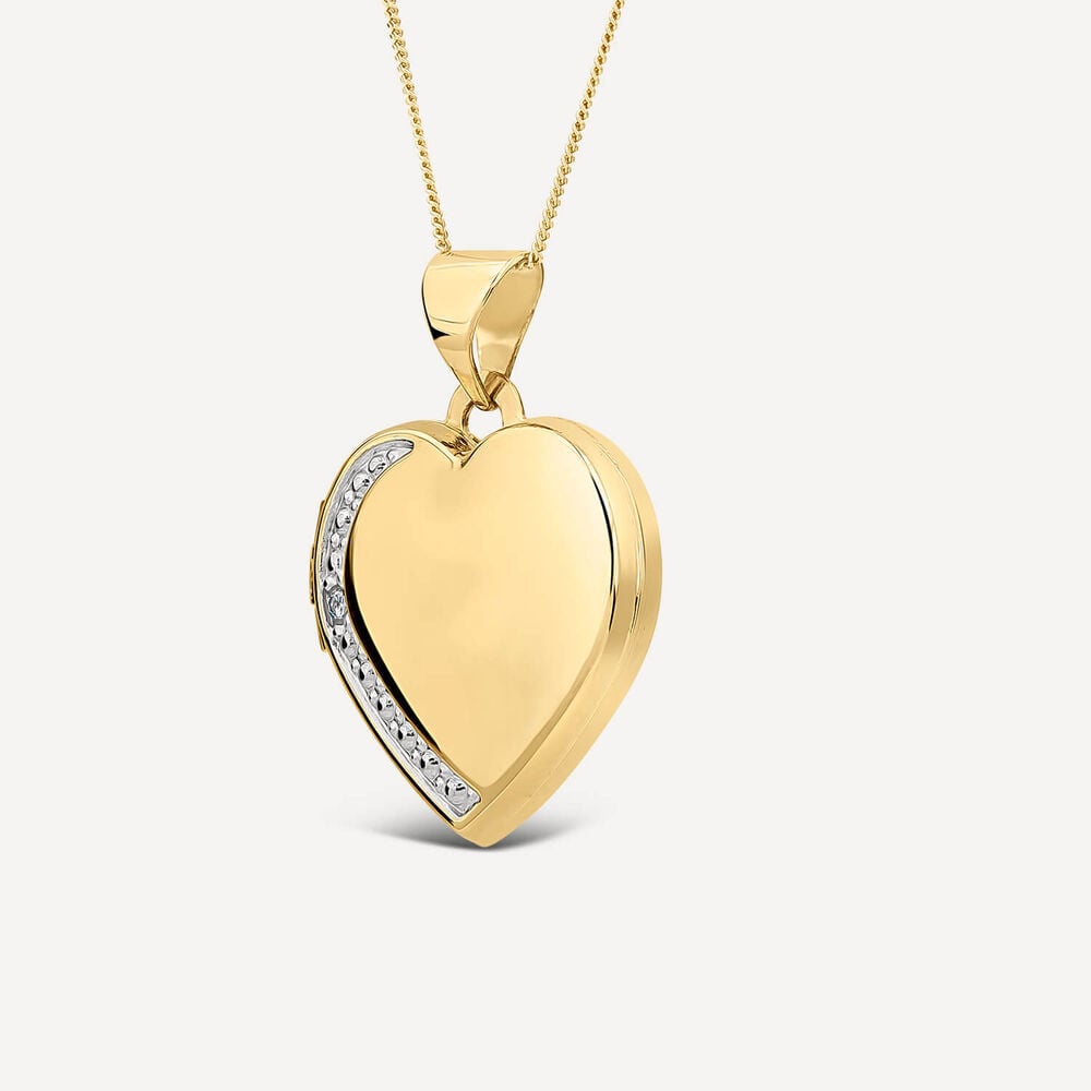9ct Yellow Gold Diamond Set Heart Locket image number 3
