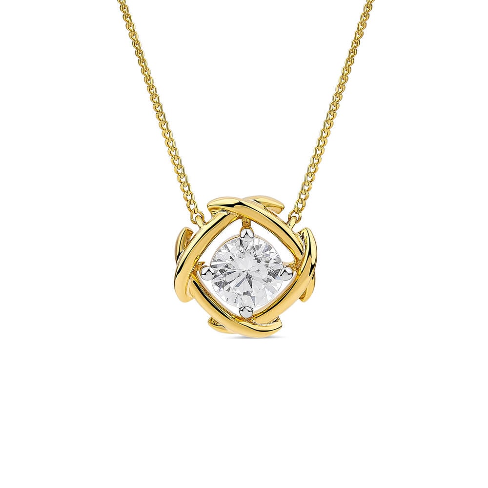 9ct Yellow Gold 1.00ct Lab Grown Entwined Love Knot Pendant image number 0