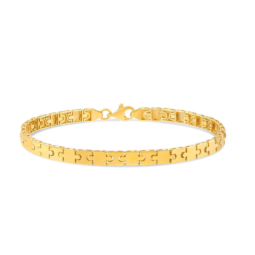 9ct Yellow Gold Shiny Narrow Jigsaw Bracelet image number 0