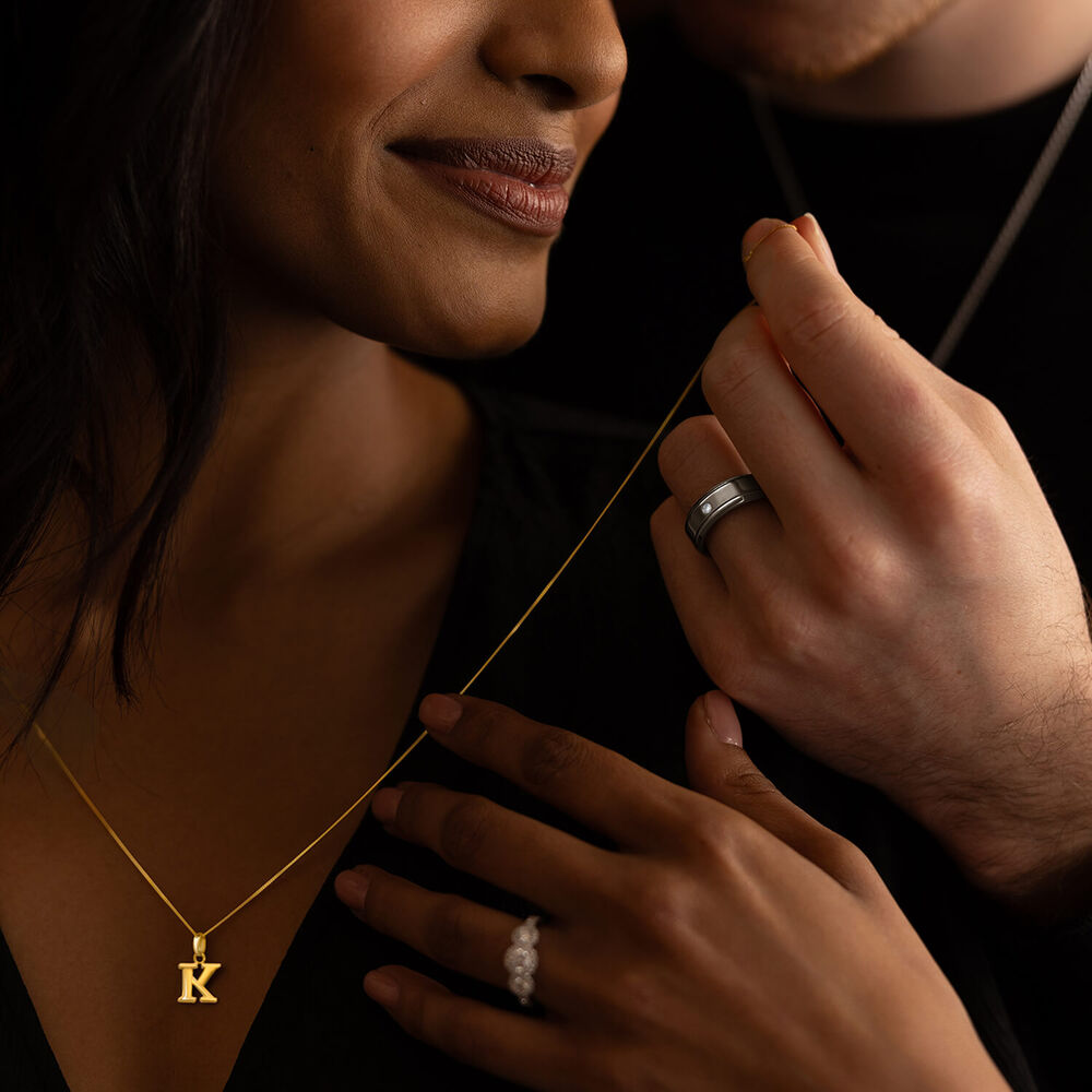 9ct Yellow Gold Plain Initial B Pendant  (Chain Included) image number 3
