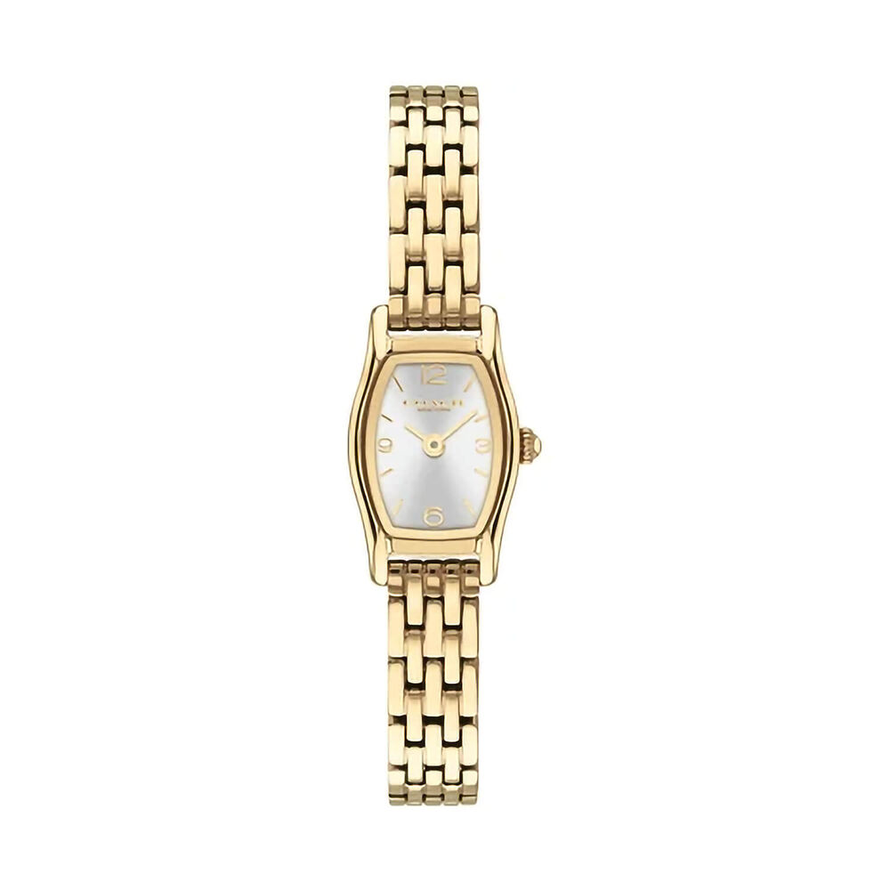 Coach Greta 15.3x25.6mm Silver White Dial Gold Plated Steel Bracelet Watch