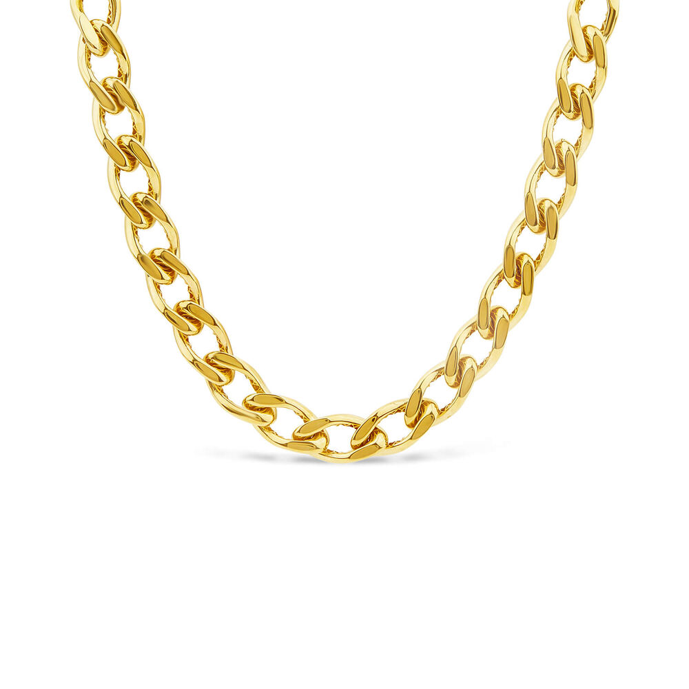 9ct Yellow Gold Fancy Diamond Cut Curved Link Necklet image number 0