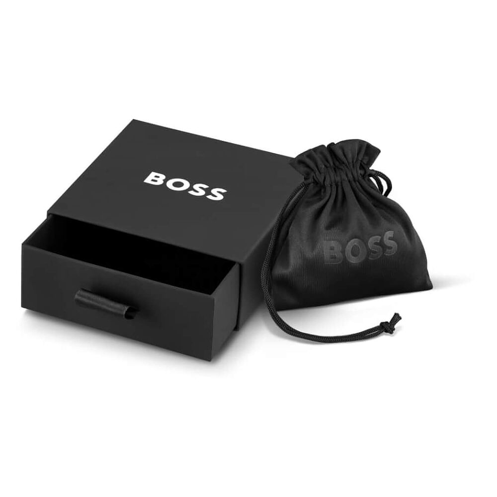 Gents BOSS Thad Classic Braided Black Leather Bracelet image number 1