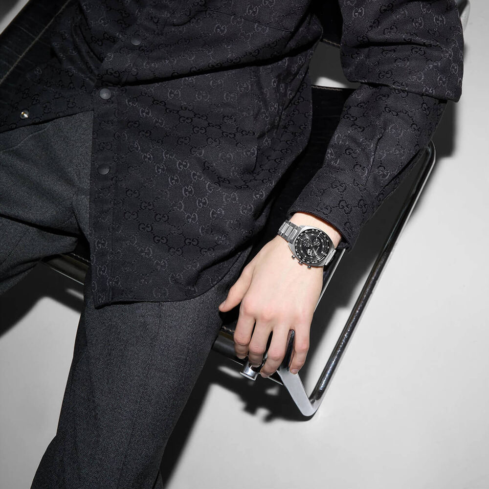 Gucci Interlocking Chronograph 40mm Black Dial Steel Bracelet Watch