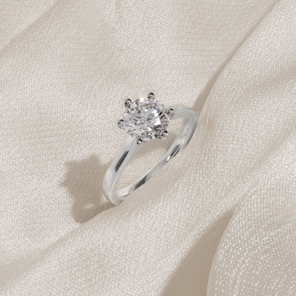 Born Platinum 1.50ct Round Lab Grown Diamond 6 Claw Set Solitaire Ring