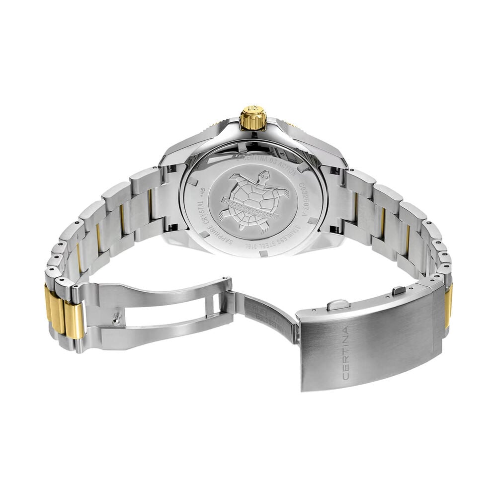 Certina DS Action Diver Powermatic 80 43mm Black Dial Two Tone Steel Bracelet Watch image number 3