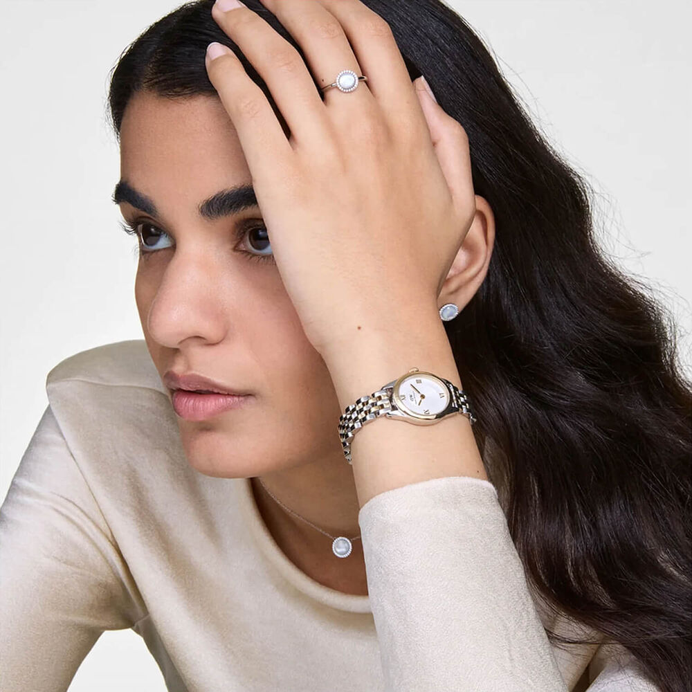 Daniel Wellington Ophelia Mini Two Tone Gold 22x25.5mm White Dial Steel Bracelet Watch image number 4
