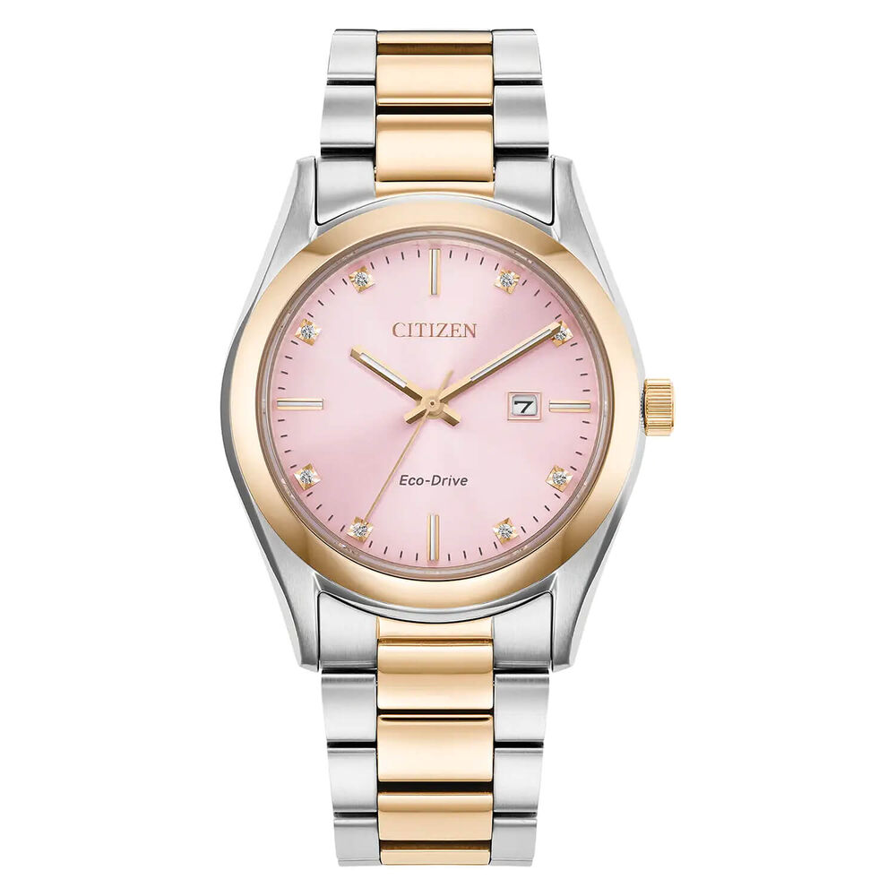 Citizen Eco-Drive Diamond 33mm Pink Dial Two-Toned Steel Bracelet image number 0