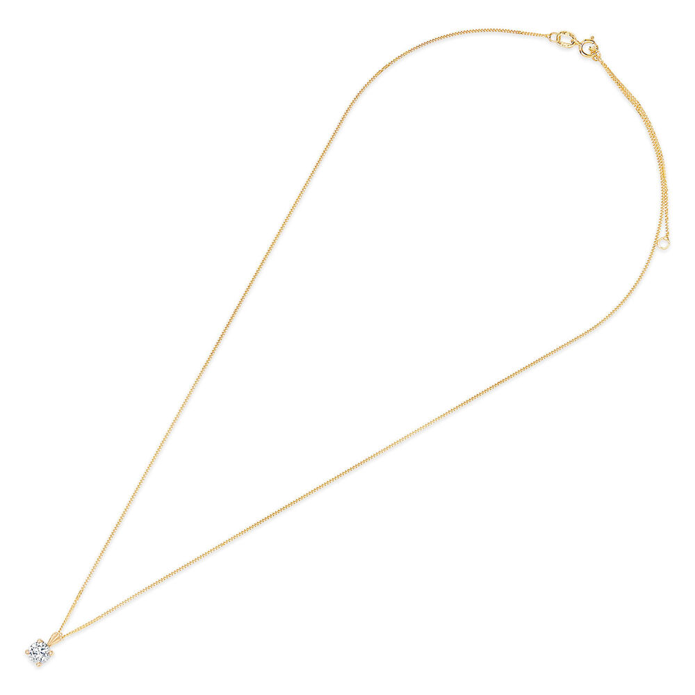 9ct Gold 4MM Four Claw Cubic Zirconia Set Pendant (Chain Included) image number 3