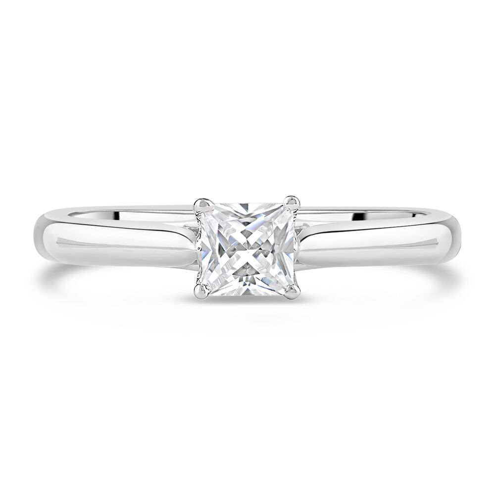 Platinum 0.40ct Princess Diamond Orchid Setting Ring image number 1