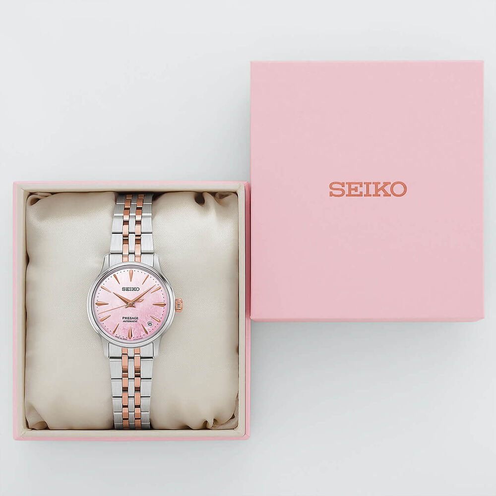 Seiko Presage &lsquo;Springtime&rsquo; Cocktail Time Limited Edition 34mm Pink Dial Steel Bracelet Watch image number 4