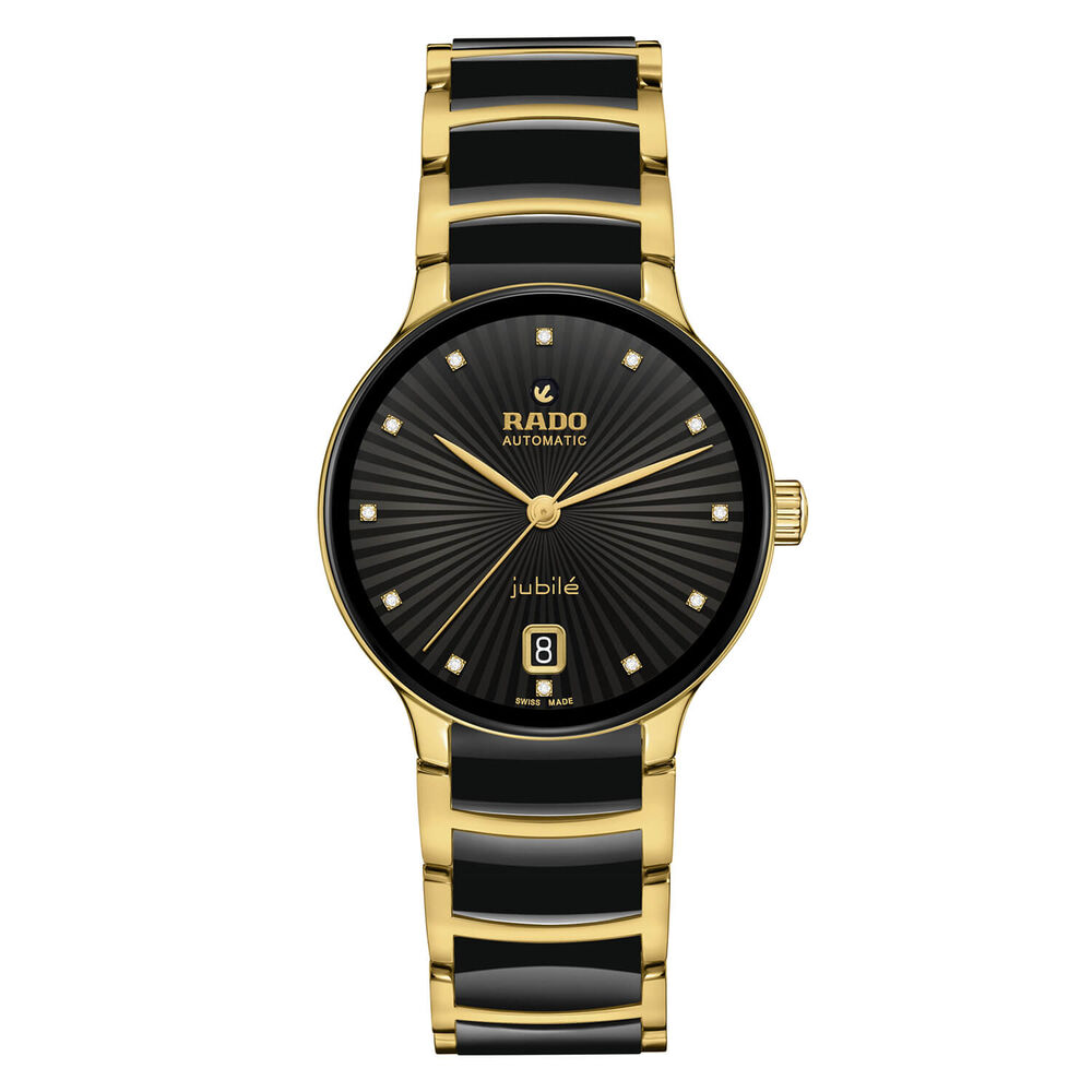 Rado Automatic Diamonds 35mm Black Dial Ceramic & Gold PVD Steel Bracelet Watch image number 0