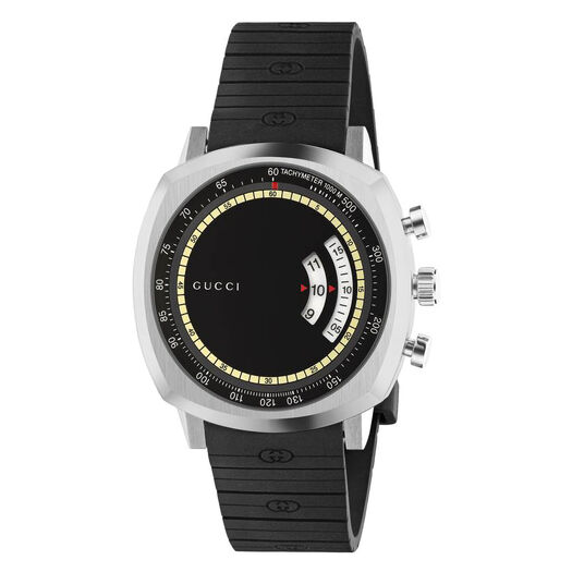 Gucci Grip Chronograph Black Dial Black Rubber Strap Watch