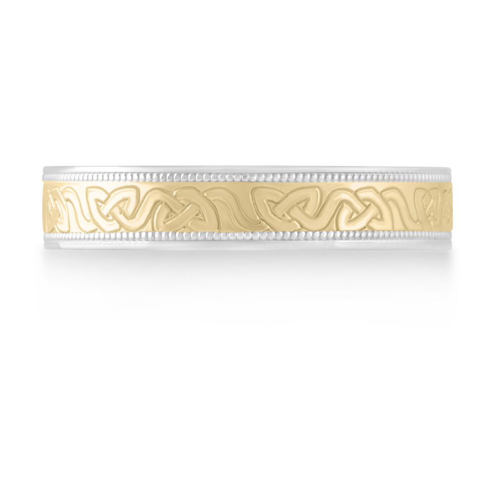 9ct Gold and Sterling Silver 5mm Celtic 5mm Wedding Ring