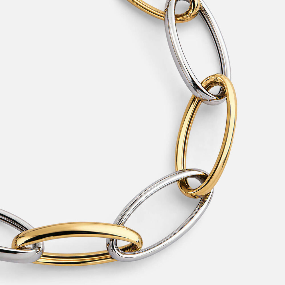 Sterling Silver Two Tone Open Oval Link Bracelet