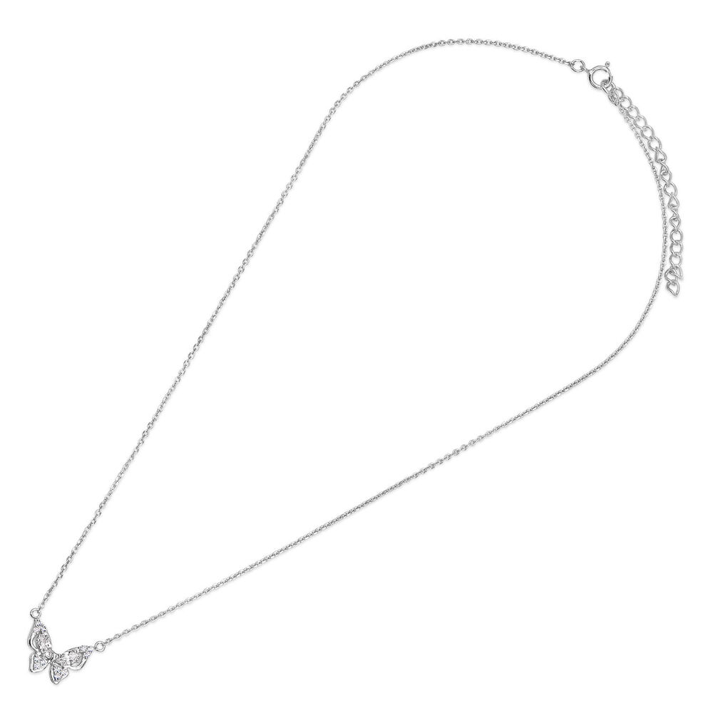 Sterling Silver Cubic Zirconia Set Butterfly Necklet image number 4