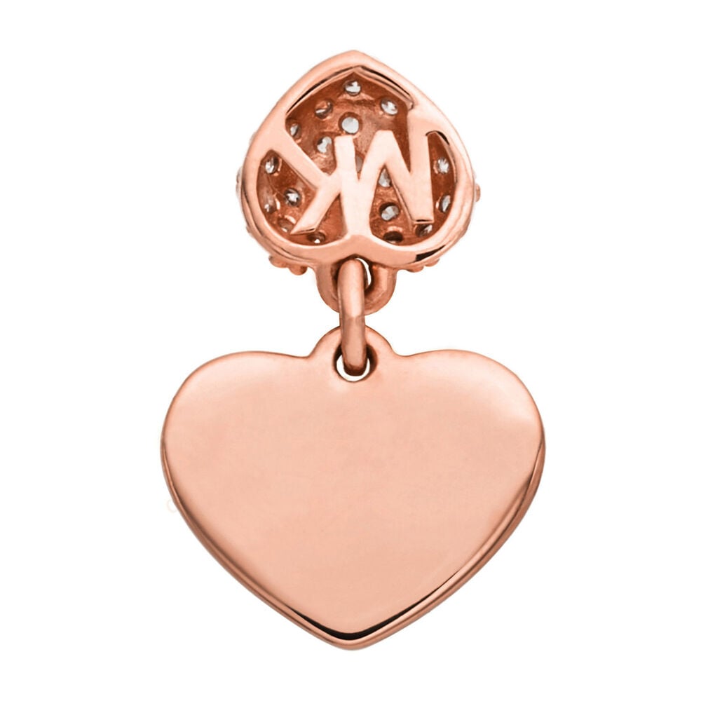 Michael Kors Love Rose Gold Plated Cubic Zirconia Heart Drop Ring image number 1