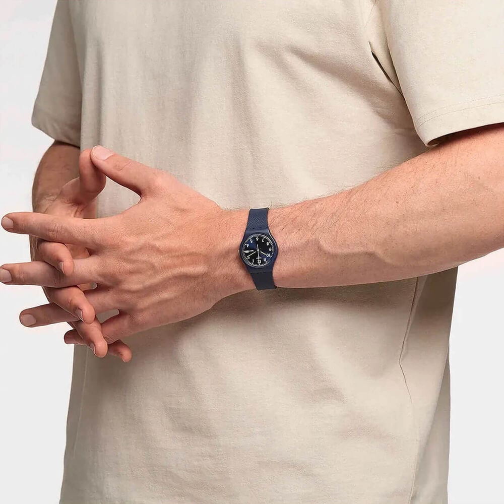 Swatch Originals Sir Blue 34mm Blue Dial Blue Strap Watch image number 3