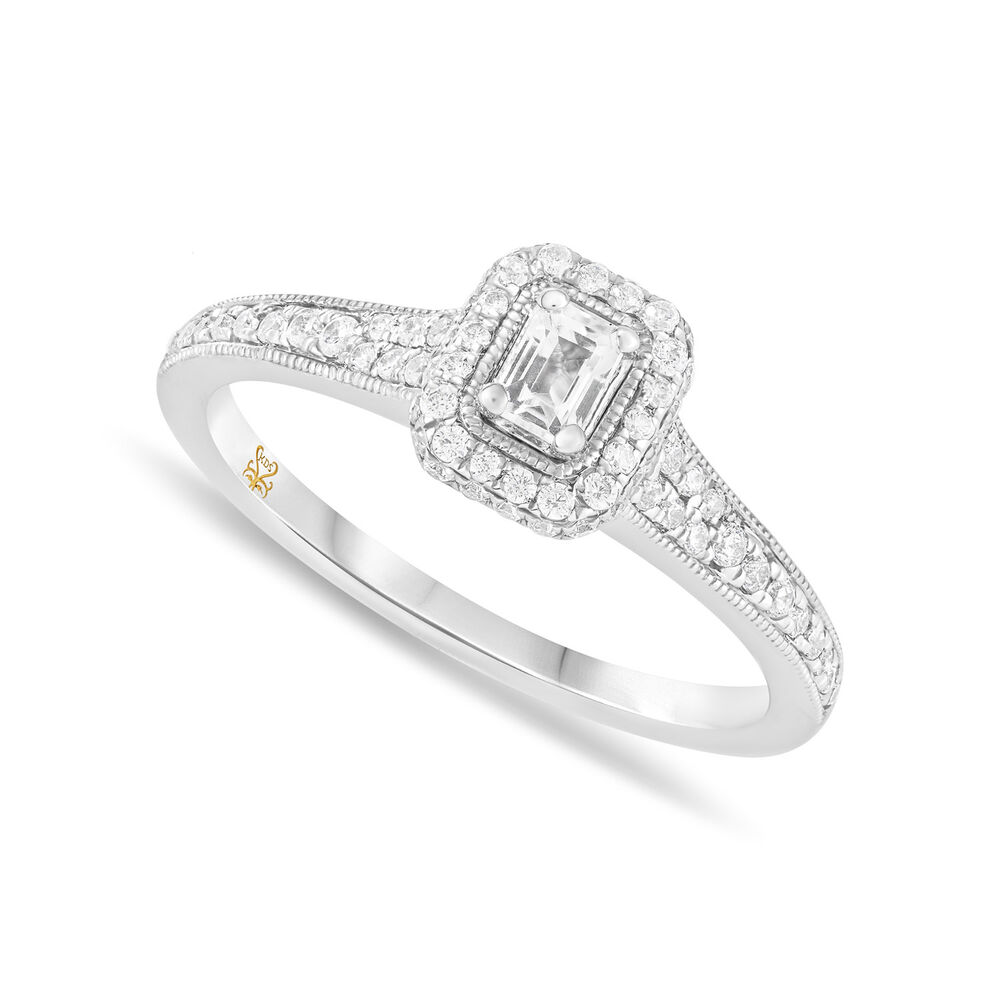 Kathy de Stafford's 18ct White Gold 0.50 Carat Emerald Halo Diamond  Ring