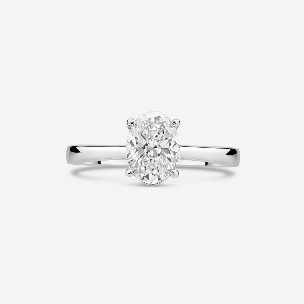 18ct White Gold Lab Grown 1ct Oval Diamond Engagement Ring image number 1