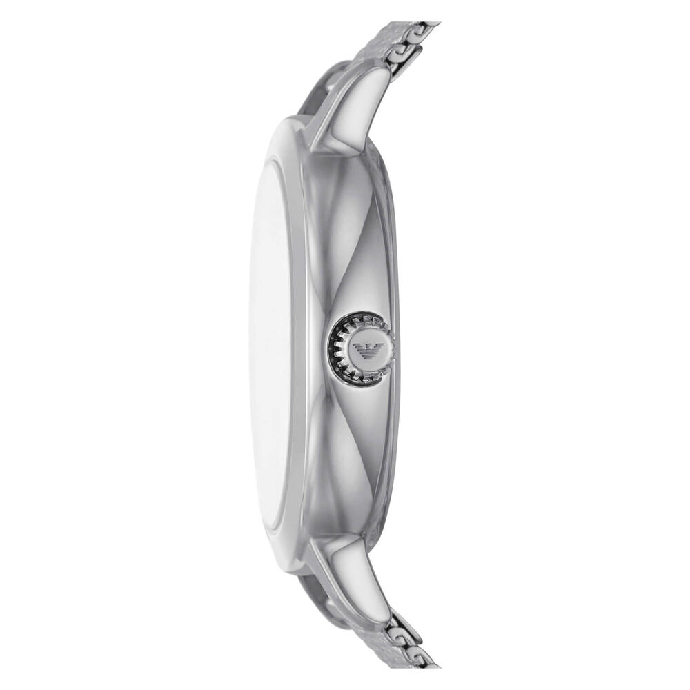 Emporio Armani 32mm Silver Dial Steel Bracelet Watch & Rose Gold Stud Earrings Set image number 3