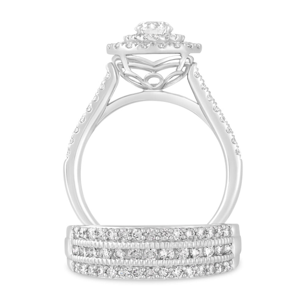 18ct White Gold 0.50ct Diamond Three Row 5mm Wedding Ring image number 5