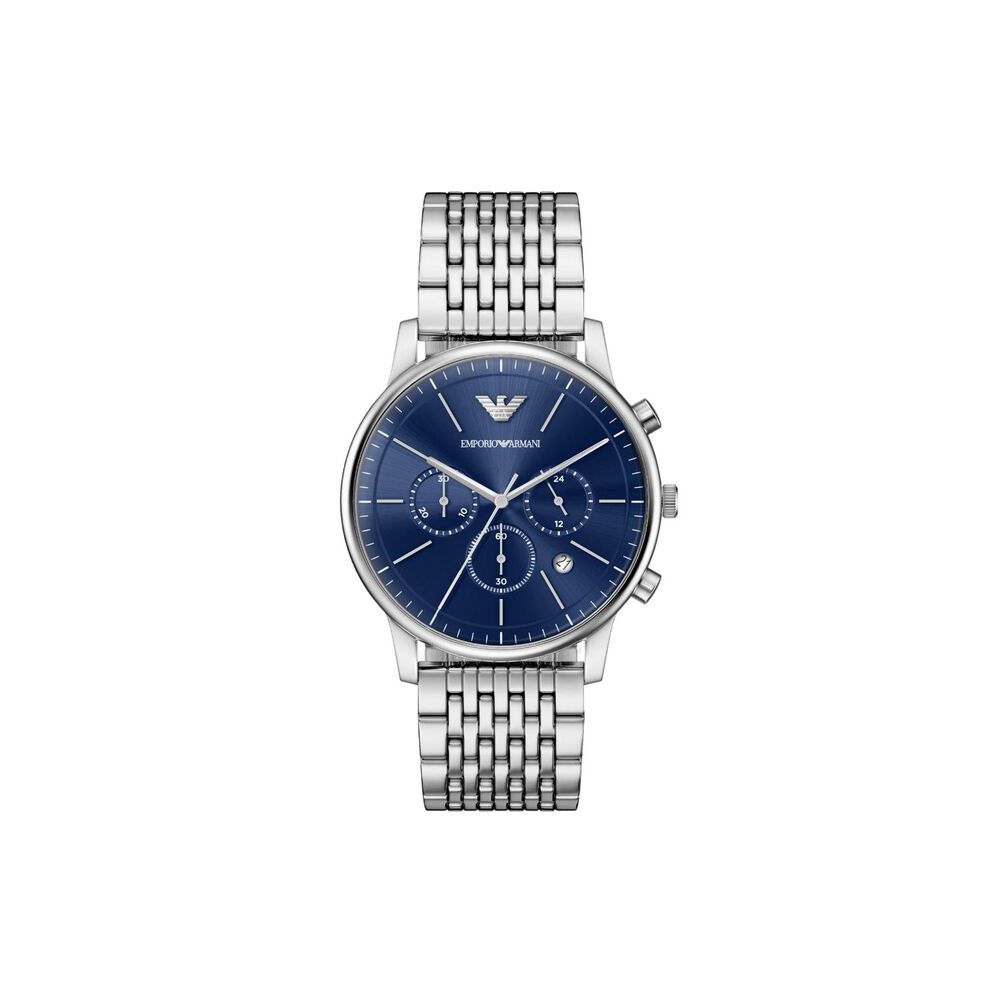 Emporio Armani Minimalist 42mm Blue Dial Stainless Steel Bracelet Watch