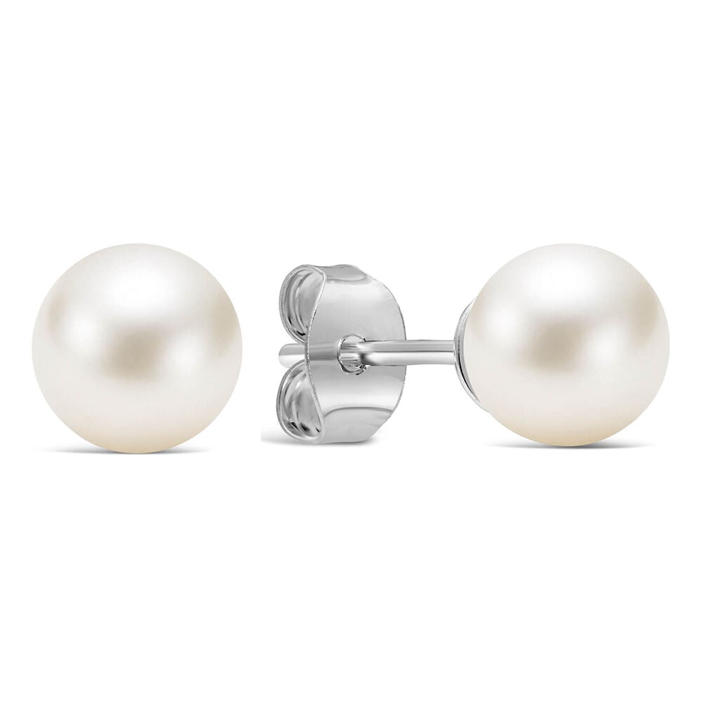 Sterling Silver Freshwater 6-6.5mm Pearl Stud Earrings