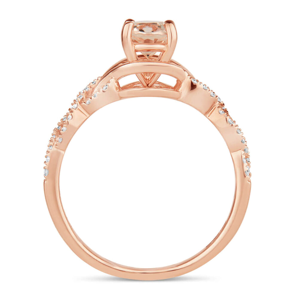 9ct Rose Gold 0.22ct Diamond Twist And Morganite Ring image number 2