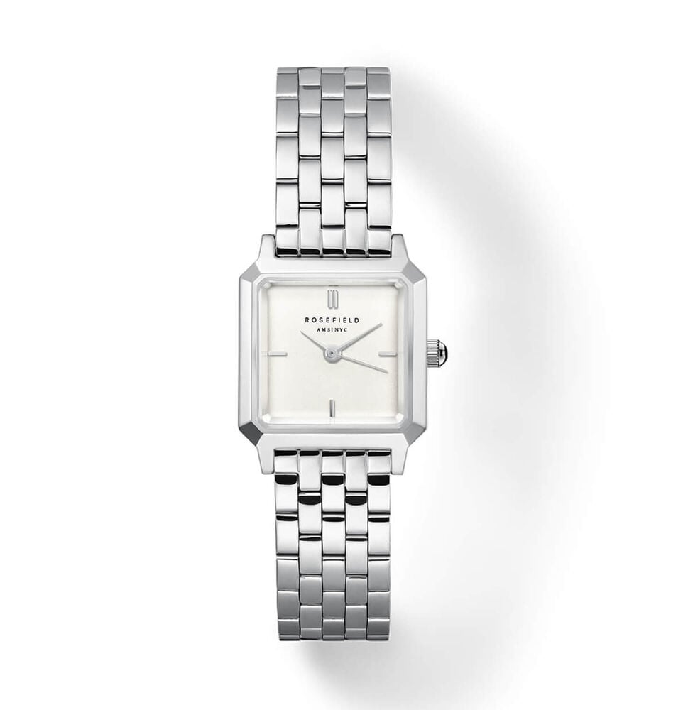 Rosefield Boxelle Silver 19.5x19.5mm White Matte Dial Silver Plated Steel Bracelet Watch